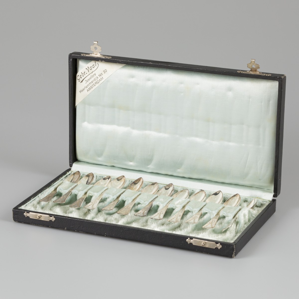 12-delige set koffielepels zilver.