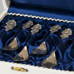 6-delige set koffie- / theelepels zilver.
