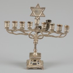 Miniatuur Chanoeka kandelaar / menorah zilver.
