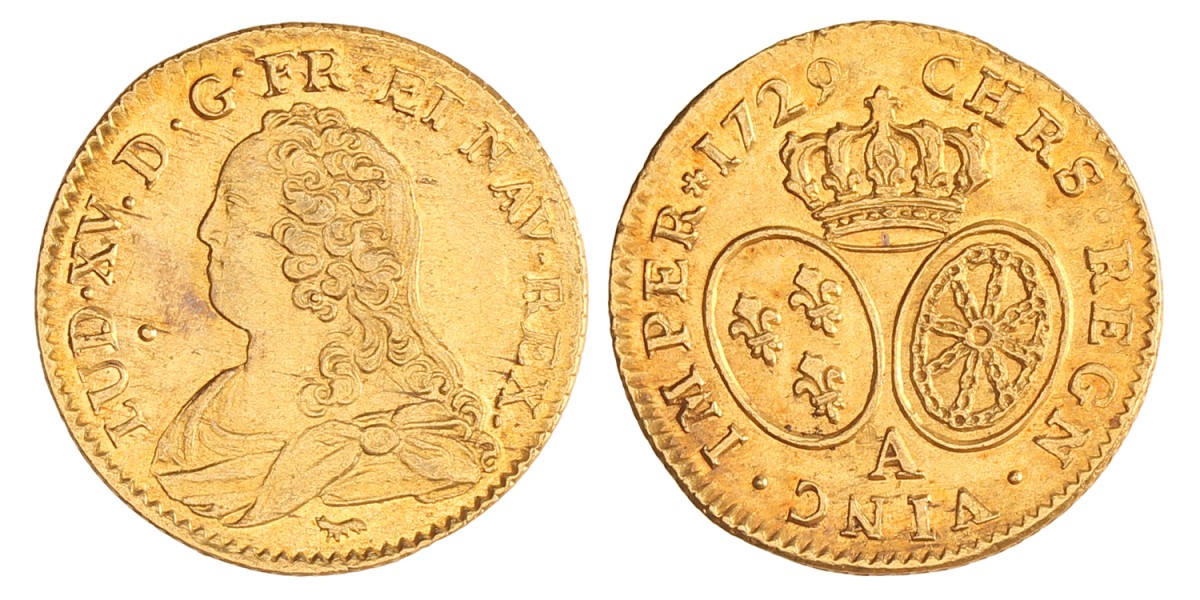France. Louis XV. Louis d'or - aux lunettes. 1729 A.