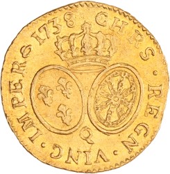 France. Louis XV. Louis d'or - aux lunettes. 1738 Q.