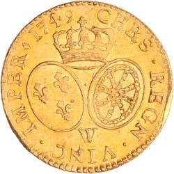 France. Louis XV. Louis d'or - aux bandeau. 1749 W.