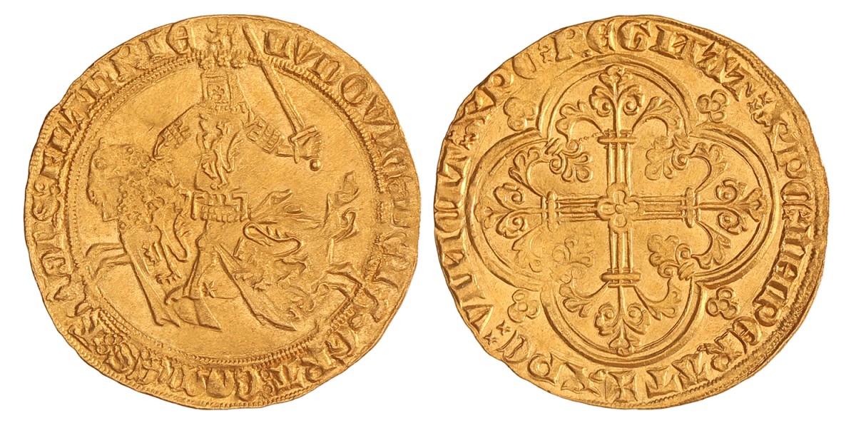 Gouden rijder. Vlaanderen. Lodewijk van Male. Z.j. (1346 - 1384). Zeer Fraai / Prachtig.