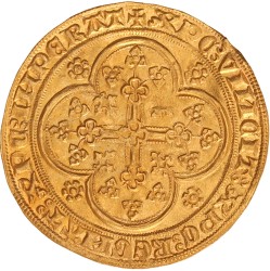 Nieuw gouden schild (met leeuw). Vlaanderen. Lodewijk van Male. Z.j. (1370 - 1380). Zeer Fraai / Prachtig.