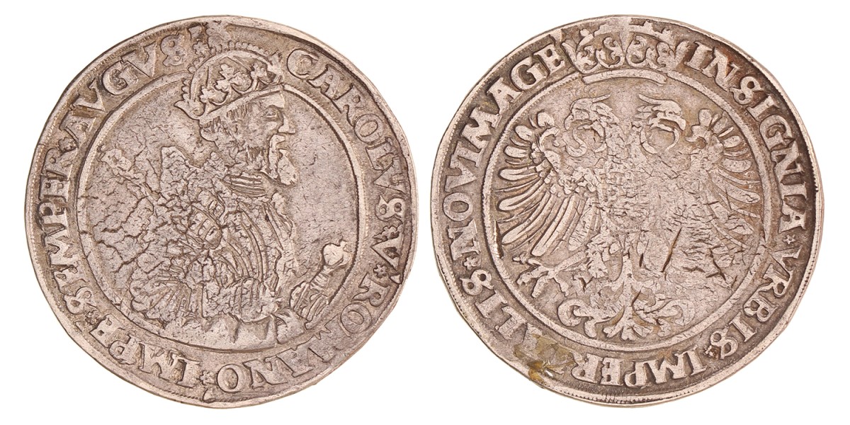 Karolusdaalder. Nijmegen. Karel V. Z.j. (1555). Zeer Fraai +.