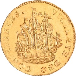 Scheepjesschelling van 6 stuiver. Afslag in goud. Holland. 1762. Prachtig +.