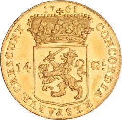 Gouden rijder van 14 gulden. Utrecht. 1761. MS 62