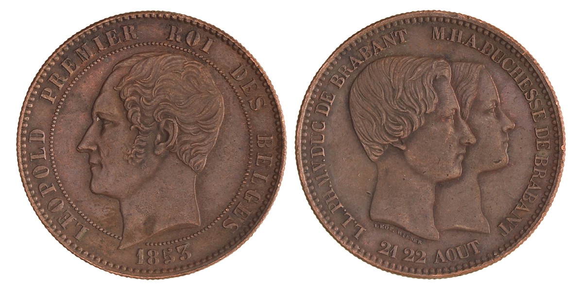 Belgium. Leopold I. 10 Centimes. 1853 big date.