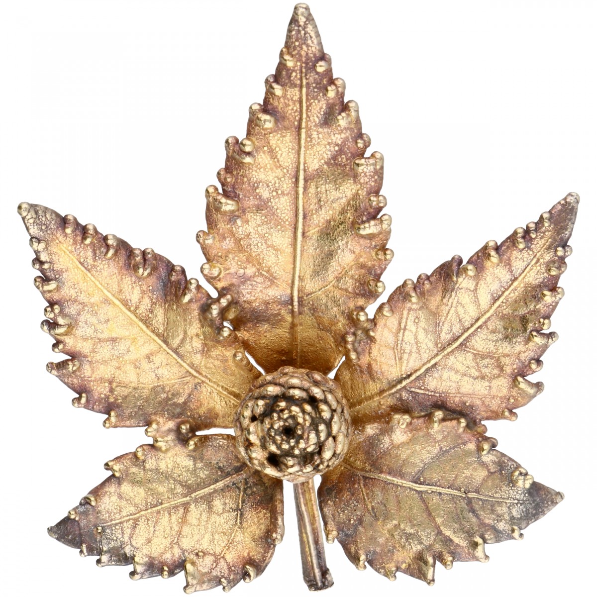 Verguld zilveren Flora Danica bladvormige broche - 925/1000.