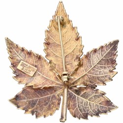 Verguld zilveren Flora Danica bladvormige broche - 925/1000.