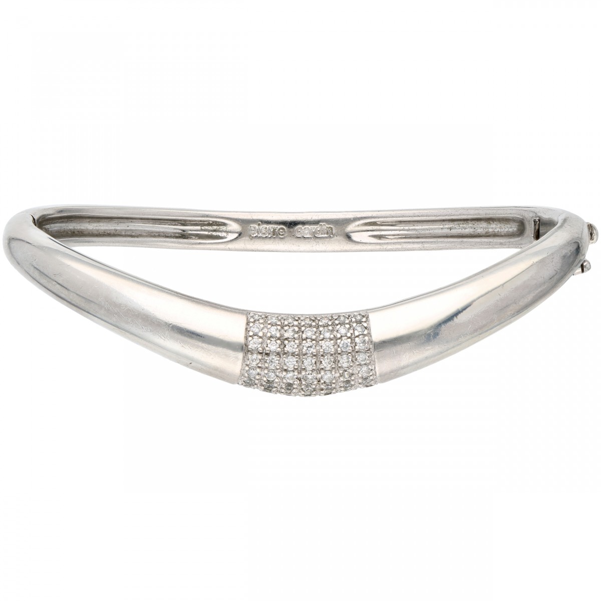 Zilveren Pierre Cardin bangle armband, met zirkonia - 925/1000.