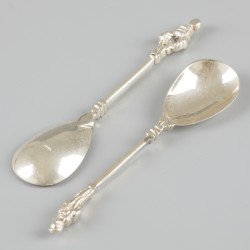 12-delige set apostel-theelepels zilver.