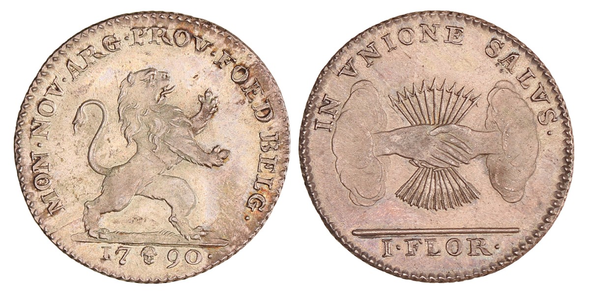 1 gulden of florijn. Verenigde Belgische Staten. 1790 - Kort omschrift. UNC.