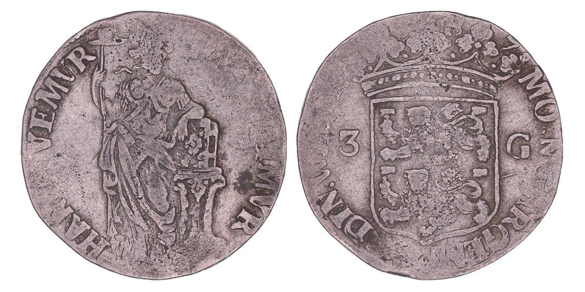 3 Gulden -staten- West-Friesland 1682/7. Fraai / Zeer fraai (R).