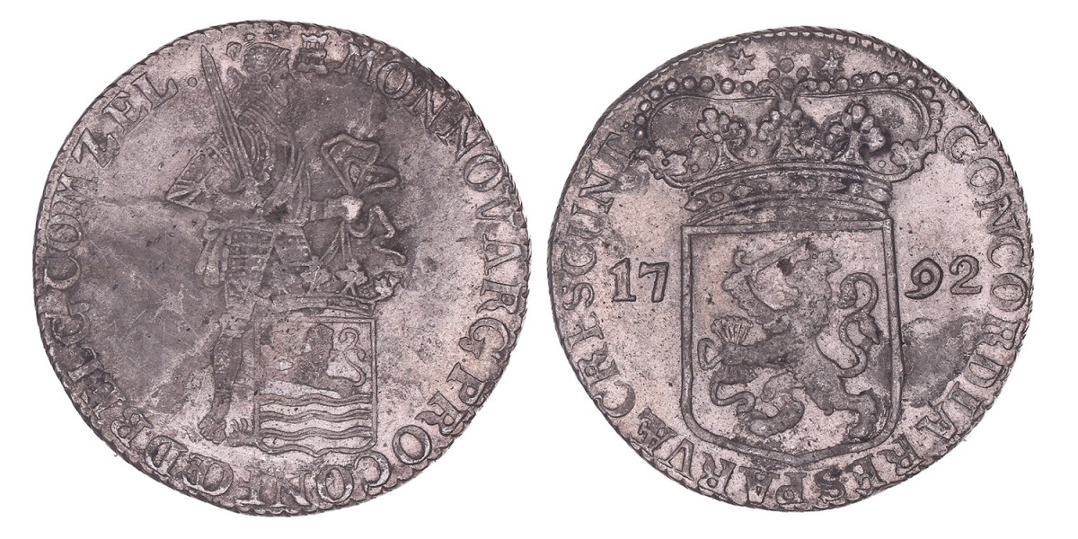 Zilveren Dukaat Zeeland 1792. Zeer Fraai +.