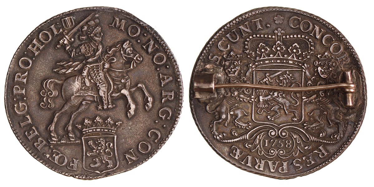 Dukaton of zilveren rijder. Holland. 1758. Prachtig.
