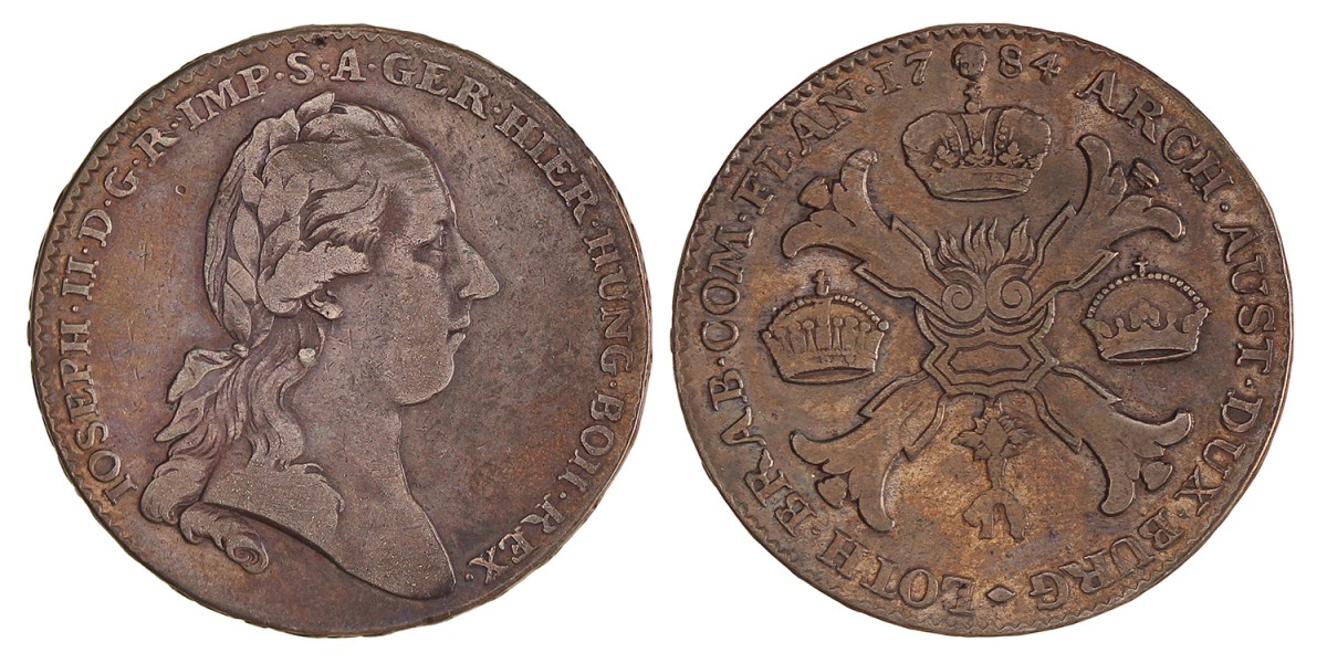 Kronenthaler. Brabant. Brussel. Joseph II. 1784. Zeer Fraai.