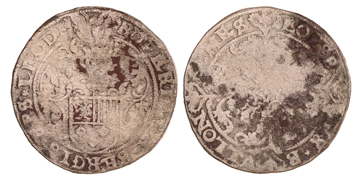 Sprenger of 5 patards. Luik. Robert van Bergen. N.D. (1560). Fraai.