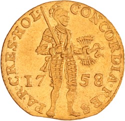 Gouden dukaat. Holland. 1758. Zeer Fraai / Prachtig.