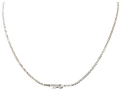 Klassiek 14 kt. witgouden collier bezet met ca. 1.88 ct. diamant en ca. 1.84 ct. natuurlijke saffier.