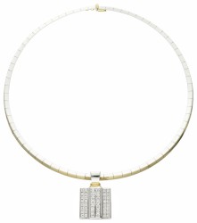 18 kt. Bicolor gouden klassiek 'Flanders' collier bezet met ca. 1.64 ct. diamant.