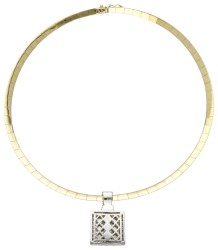18 kt. Bicolor gouden klassiek 'Flanders' collier bezet met ca. 1.64 ct. diamant.
