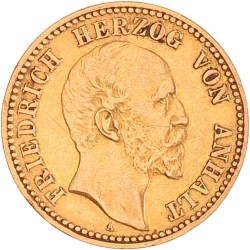 German states. Anhalt. Friedrich I. 10 Mark. 1896 A.