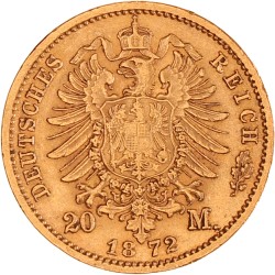 German states. Saxony. Johann. 20 Mark. 1872 E.