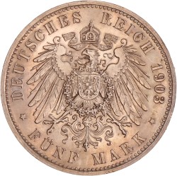 German states. Saxony-Weimar-Eisenach. Wilhelm Ernst. 5 Mark. 1903 A.