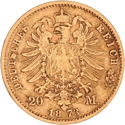 German states. Saxony. Johann. 20 Mark. 1873 E.