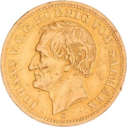 German states. Saxony. Johann. 10 Mark. 1873 E.