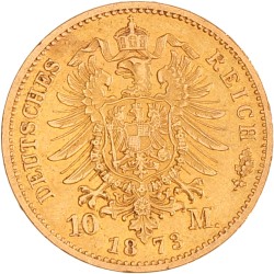 German states. Saxony. Johann. 10 Mark. 1873 E.