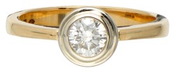 14 kt. Geelgouden solitair ring bezet met ca. 0.40 ct. diamant.