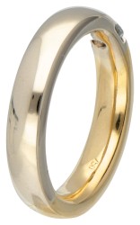 14 kt. Bicolor gouden solitair ring bezet met ca. 0.36 ct. diamant.