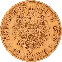 German states. Württemberg. Karl. 10 Mark. 1876 F.