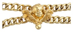 Antiek Frans 18K geelgouden festoencollier met Bijbelse voorstelling van Maria visitatie gemaakt door Georges Jacta. 