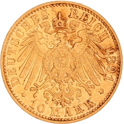 German states. Saxony. Albert I. 10 Mark. 1891 E.