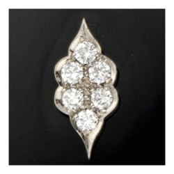 14 kt. Witgouden vintage medaillon hanger bezet met ca. 0.30 ct. diamant gezet op onyx.