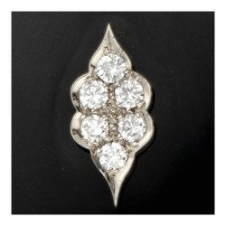 14 kt. Witgouden vintage medaillon hanger bezet met ca. 0.30 ct. diamant gezet op onyx.