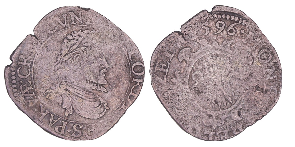 Twintigste (Leicester)reaal of Stoter Zeeland 1596. Fraai - (Gesnoeid).