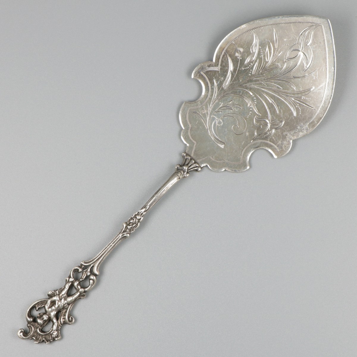 Taartschep zilver.