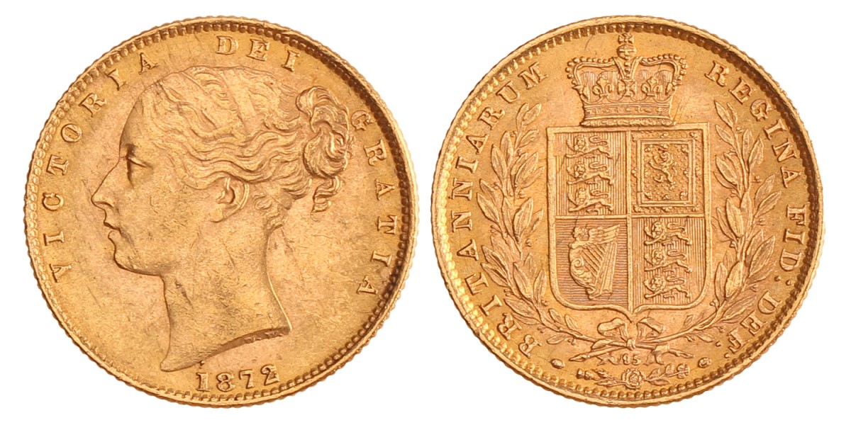 Great Britain. Victoria. Sovereign. 1872 - Die nr. 95.
