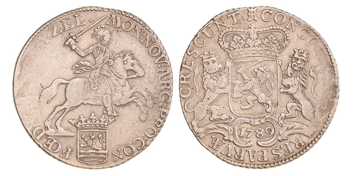 Dukaton of zilveren rijder. Zeeland. 1789. Zeer Fraai +.