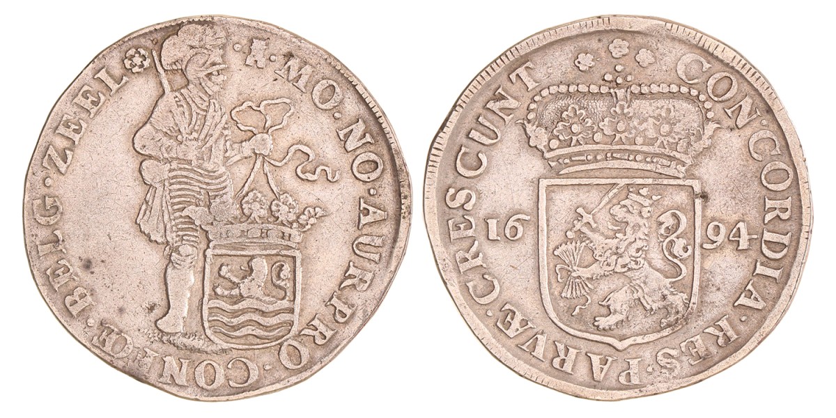 Zilveren dukaat. Zeeland. 1694. Zeer Fraai.