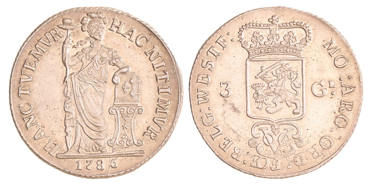 3 gulden. V.O.C. (West-Friesland). 1786. MS 61.