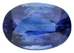 NEL-gecertificeerde 4.57 ct. ovaal geslepen natuurlijke blauwe saffier, vermoedelijk uit Sri Lanka.