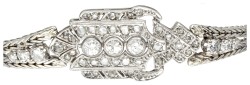 18 kt. Witgouden art deco armband bezet met ca. 0.42 ct. diamanten.