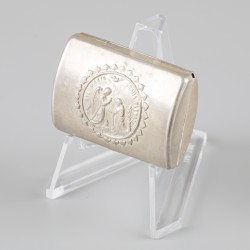 Rozenkransdoosje met rozenkrans, zilver.