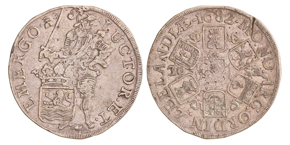 Daalder van 30 stuiver. Zeeland. 1682. Zeer Fraai +.