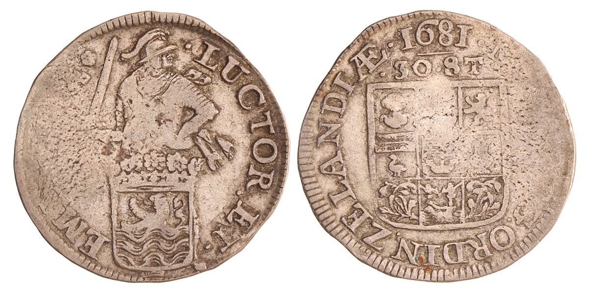 Daalder van 30 stuiver. Zeeland. 1681. Fraai / Zeer Fraai.